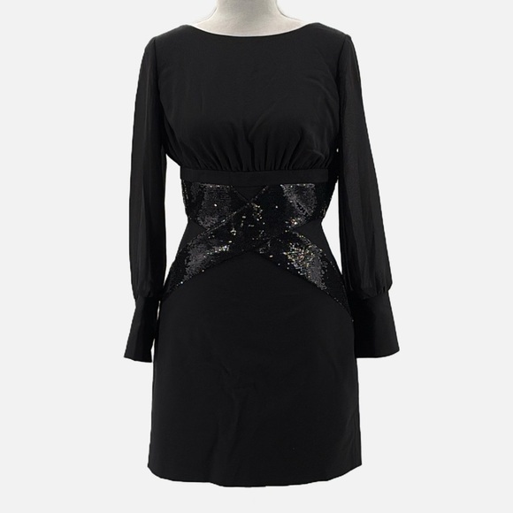 Mackage Dresses & Skirts - Mackage Wool Blend Long Sleeve Sequin Embellished Scoop Back Dress in Black - 4